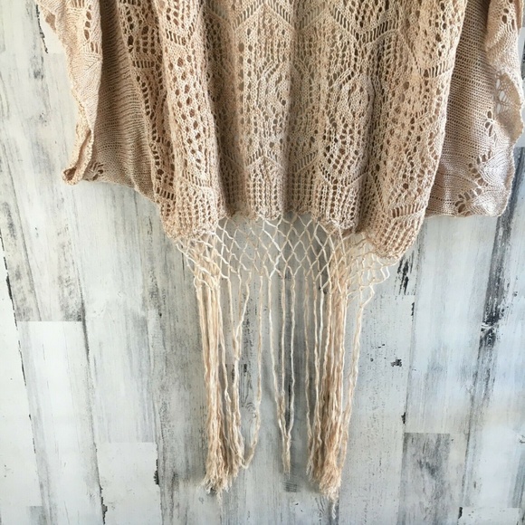 Lovestitch Long Kimono Crochet Duster Fringe Cardi - Picture 7 of 8